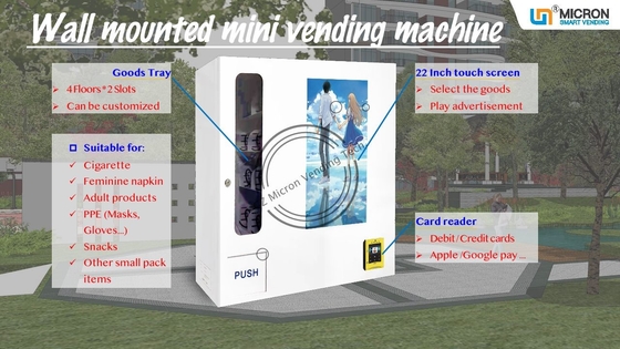 広告管理およびタッチ画面が付いている小型スマートな壁の台紙の自動販売機