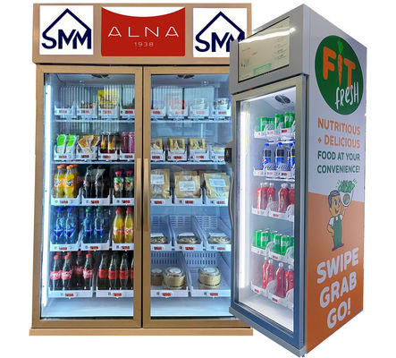 飲み物、フルーツ、オフィスの自動販売機、ジュースの自動販売機、ミクロンのためのスマートな重量の感覚の小型自動販売機